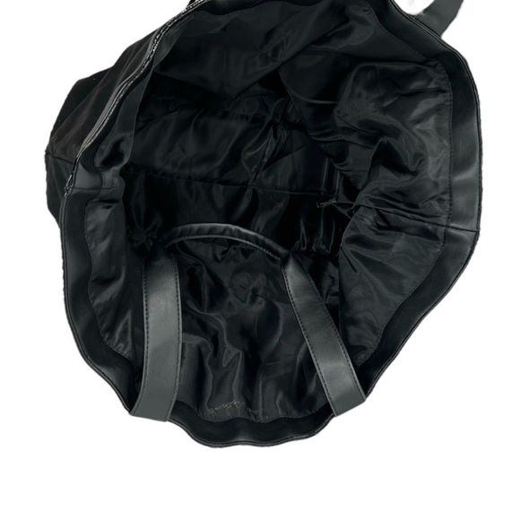 Victoria's Secret Tote Black large no close bag braided tassel gold logo travel - Picture 6 of 9